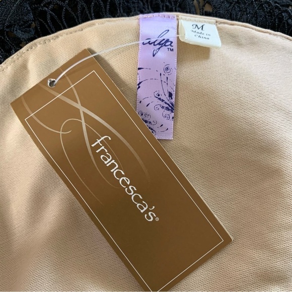 Alya NWT Black Crochet With Nude Underlay V-neck. V-Back Midi Formal Semi Formal - Picture 5 of 11